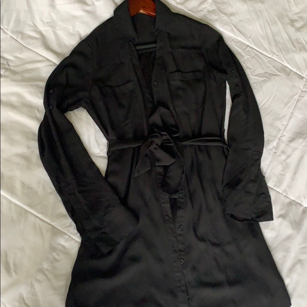 ⚡️ Express Black Button Down Dress w/ Tie Waist